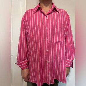 Zara Women’s/Mens Vibrant Pink and White Striped Shirt
